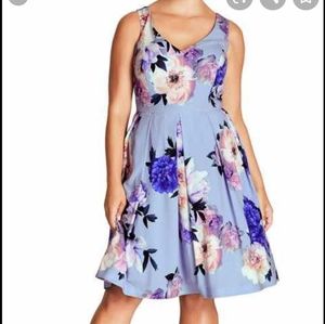 City Choc Floral Light Blue Dress